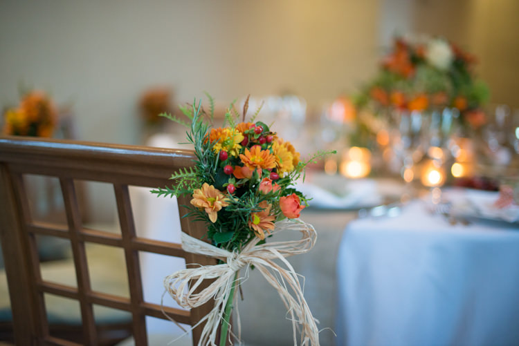 Flower Chair Decor Raffia Charming Orange Navy Rustic Wedding http://www.kayleighpope.co.uk/