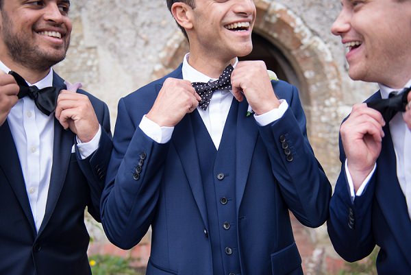 Bow Tie Groom Stylish Modern Monochrome Village Hall Wedding http://www.sarareeve.com/