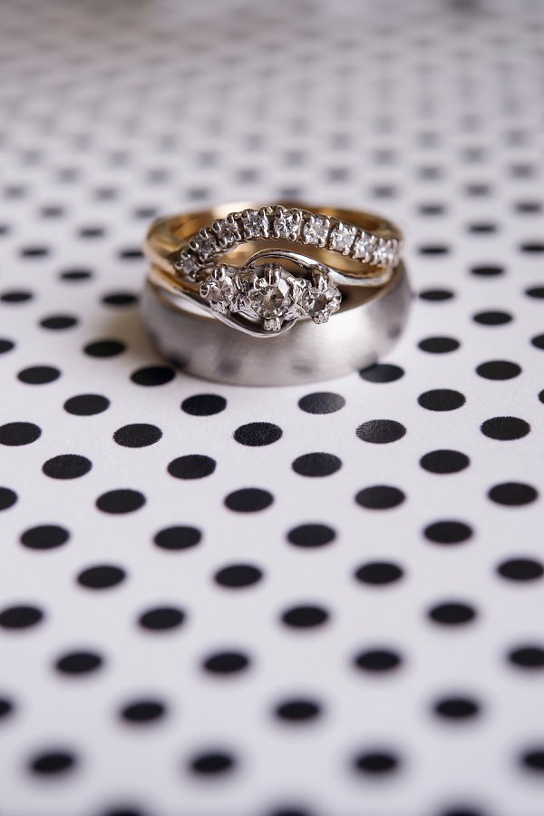 Diamond Engagement Yellow Gold Rings Stylish Modern Monochrome Village Hall Wedding http://www.sarareeve.com/