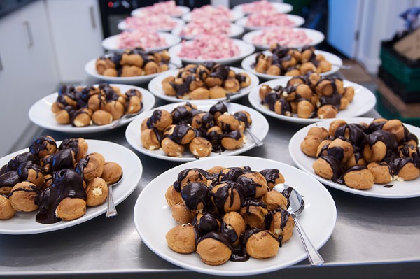 Dessert Pofiteroles Stylish Modern Monochrome Village Hall Wedding http://www.sarareeve.com/
