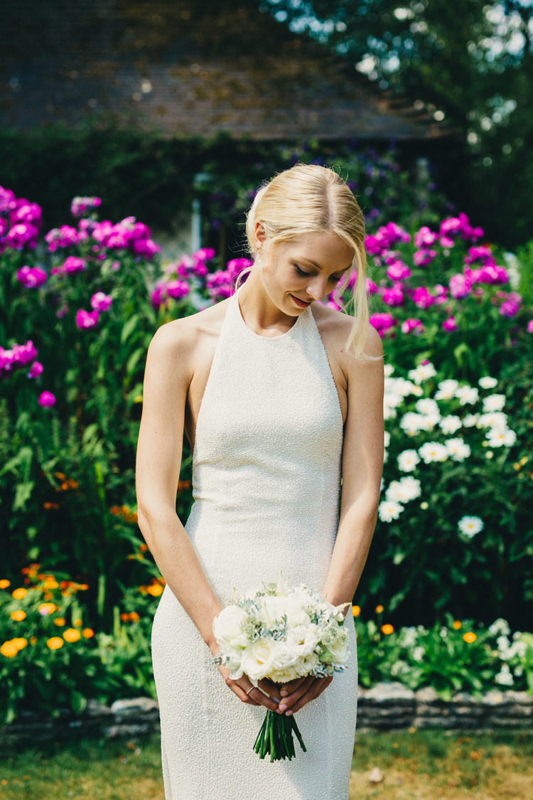 Modern Dress Gown Bride Halterneck Low Back Glass Beads Elegant Balmain Stylish Rural Relaxed Bohemian Wedding http://peppermintlovephotography.com/