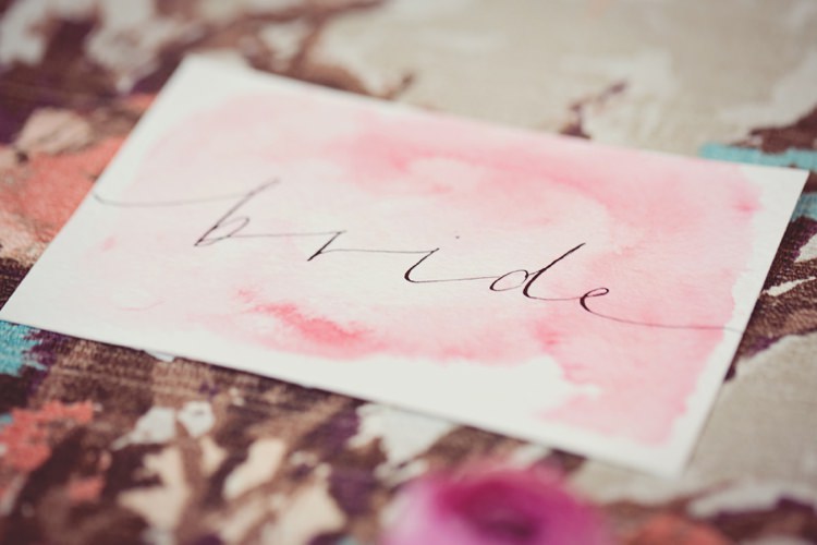 Watercolour Place Name Bride Stationery Eccentric Flower Fairy Rustic Woodland Glitter Pink Dip Die Fairy Lights Wedding Ideas Editorial Bridal http://www.tireedawson.co.uk/