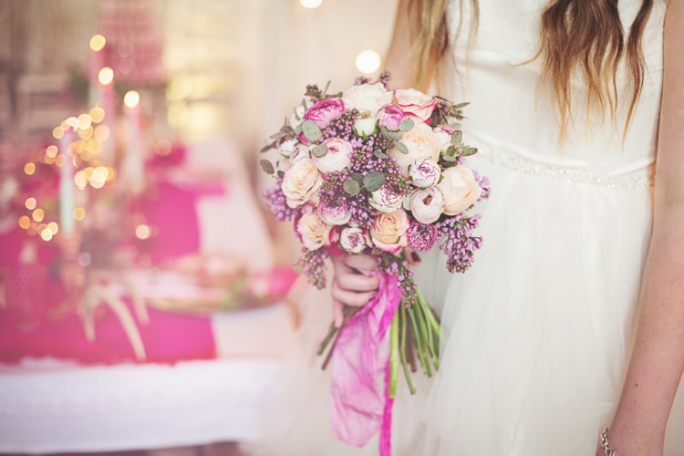 Cream Pink Flowers Bouquet Bridal Eccentric Flower Fairy Rustic Woodland Glitter Pink Dip Die Fairy Lights Wedding Ideas Editorial Bridal http://www.tireedawson.co.uk/