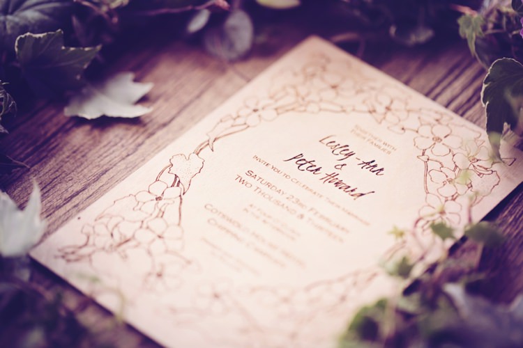Wood Engraved Stationery Invitation Eccentric Flower Fairy Rustic Woodland Glitter Pink Dip Die Fairy Lights Wedding Ideas Editorial Bridal http://www.tireedawson.co.uk/