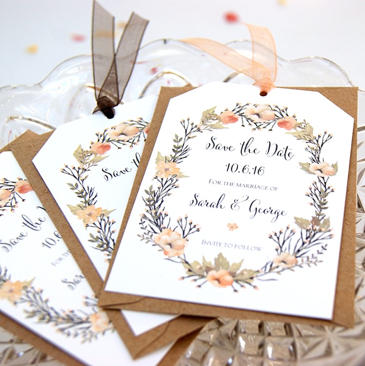 Blossom Luggage Tag Save The Dates Stationery Hummingbord Cards