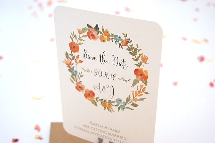 Flower Garland Save The Dates Stationery Hummingbird Cards