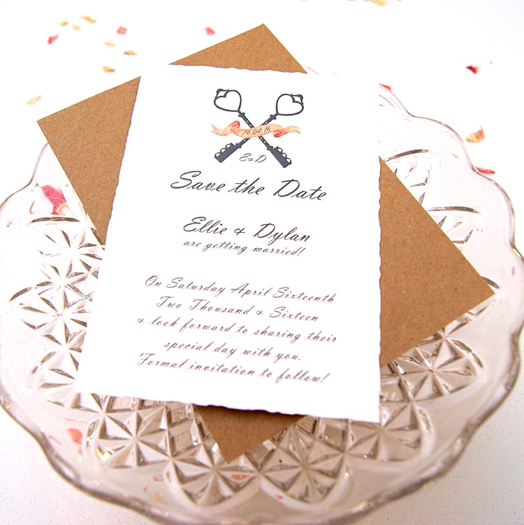Vintage Keys Save The Dates Stationery Hummingbird Cards