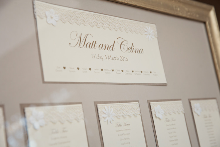 Stationery Table Plan Seating Chart Classic Chic Simple Elegant Champagne Wedding Kent http://kerryannduffy.com/