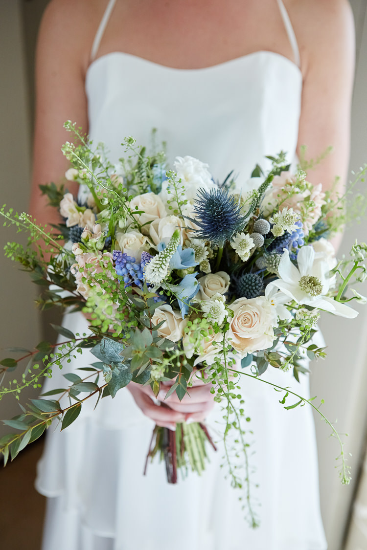 Blue Thistle Wild Natural Bouquet Spring English Bride Bridal Flowers Quaint Rustic Seaside Windmill Wedding Norfolk http://www.fullerphotographyweddings.co.uk/