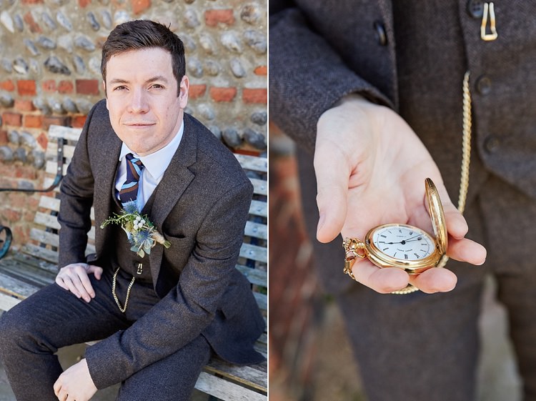 Next Tweed Groom Suit Quaint Rustic Seaside Windmill Wedding Norfolk http://www.fullerphotographyweddings.co.uk/