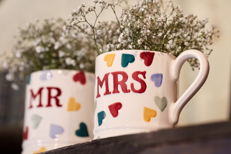 Mr Mrs Mugs Flowers Quaint Rustic Seaside Windmill Wedding Norfolk http://www.fullerphotographyweddings.co.uk/