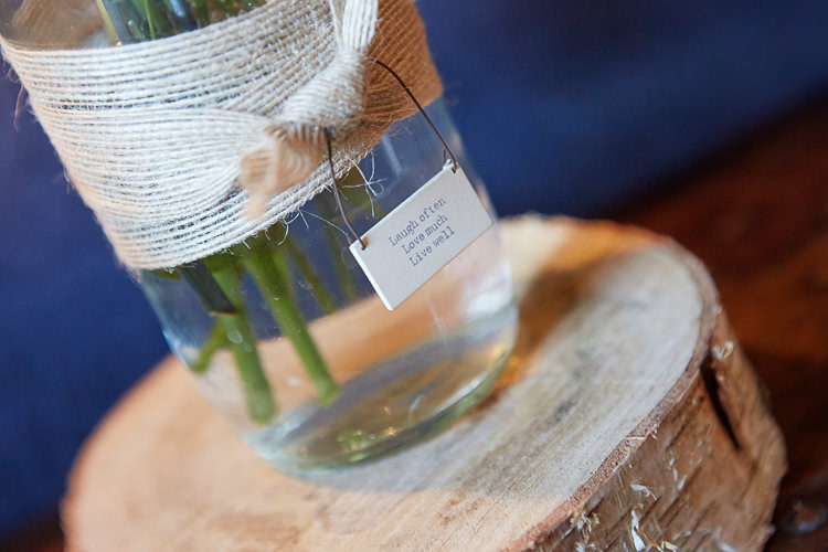 Jar Flowers Decor Sign Quaint Rustic Seaside Windmill Wedding Norfolk http://www.fullerphotographyweddings.co.uk/