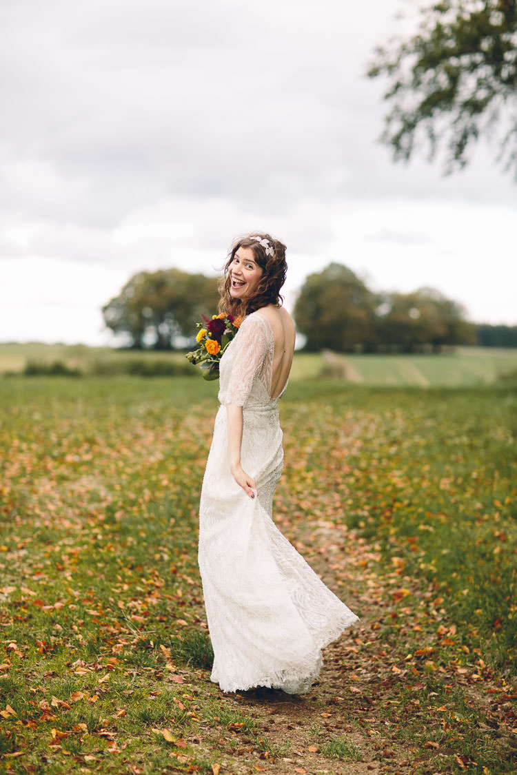 The Gibson by Sarah Seven Beaded Sleeves Dress Bride Bridal Cotswolds Barn Laid Back Stylish Wedding http://albertpalmerphotography.com/