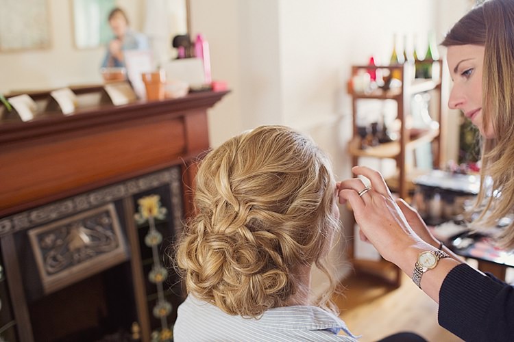 Hair Bride Style Bridal Up Do Home Made Countryside Spring Wedding Sequin Gold Dress Oxford http://www.cottoncandyweddings.co.uk/