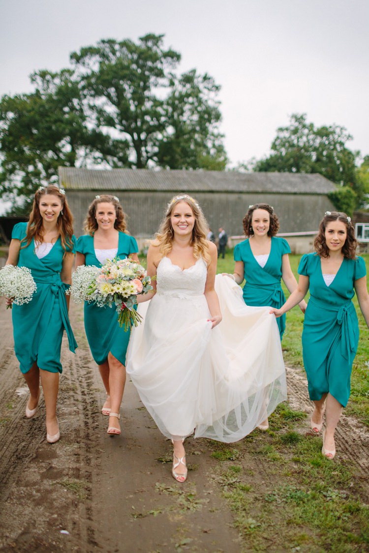 Teal Emerald Bridesmaid Dresses Short Quaint Home Made Farm Big Party Wedding http://www.emmacasephotography.com/