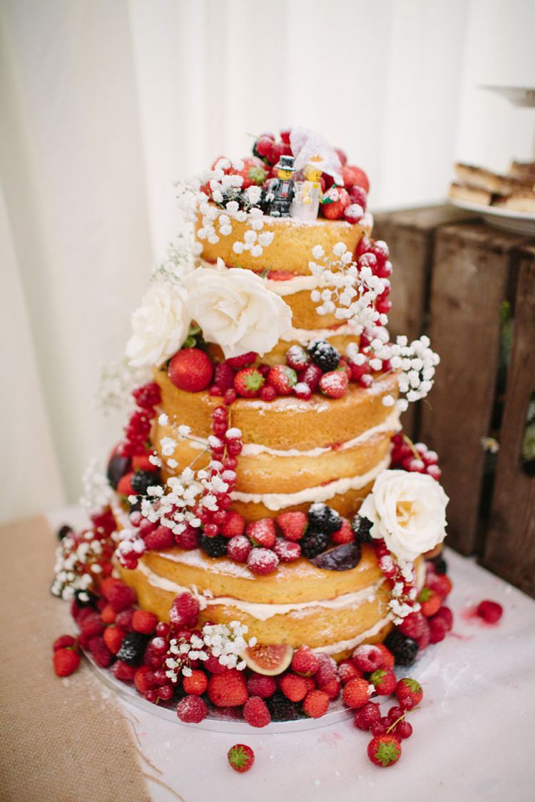Naked Cake Layer Sponge Fruit Flowers Icing Lego Toppers Quaint Home Made Farm Big Party Wedding http://www.emmacasephotography.com/