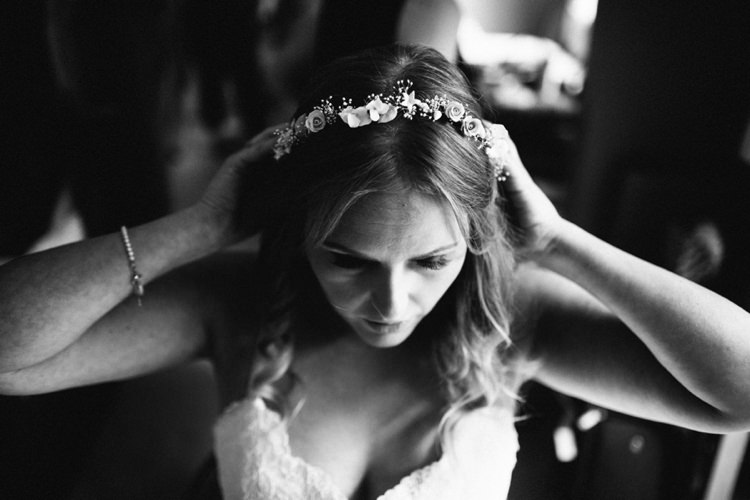 Clay Flower Crown Bride Accessory Lila Quaint Home Made Farm Big Party Wedding http://www.emmacasephotography.com/