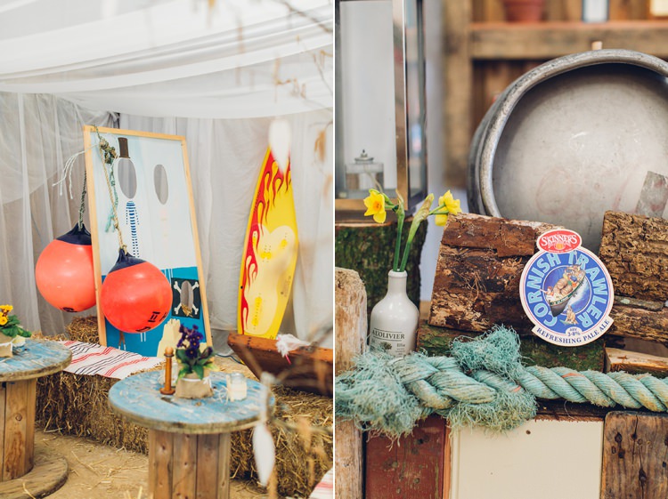 Chilled DIY Beach Front Cafe Cornwall Yellow Blue Wedding http://missgen.com/