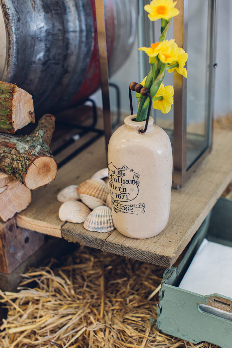 Chilled DIY Beach Front Cafe Cornwall Yellow Blue Wedding http://missgen.com/