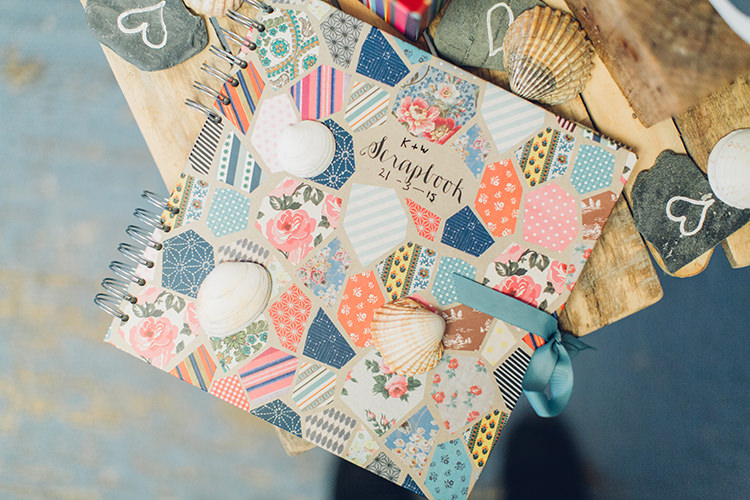 Scrapbook Chilled DIY Beach Front Cafe Cornwall Yellow Blue Wedding http://missgen.com/