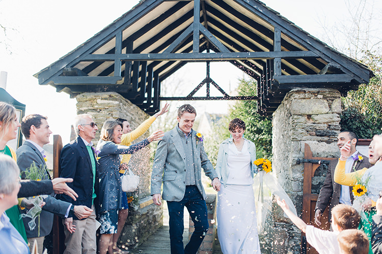 Confetti Chilled DIY Beach Front Cafe Cornwall Yellow Blue Wedding http://missgen.com/
