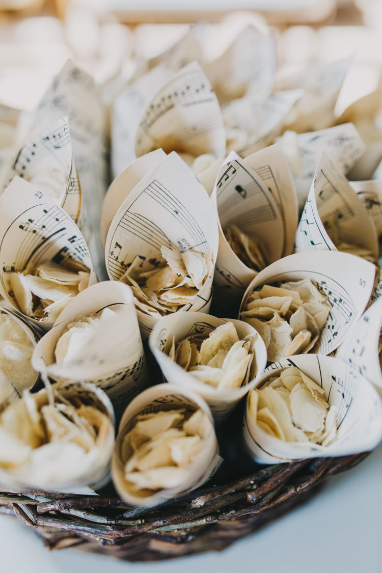 Confetti Cones Music Paper Petals DIY Picnic Village Fete Feel Wedding http://peppermintlovephotography.com/