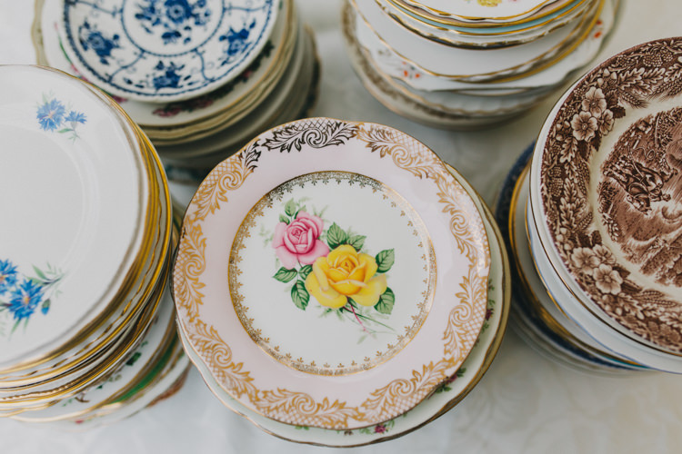 Vintage China Plates DIY Picnic Village Fete Feel Wedding http://peppermintlovephotography.com/