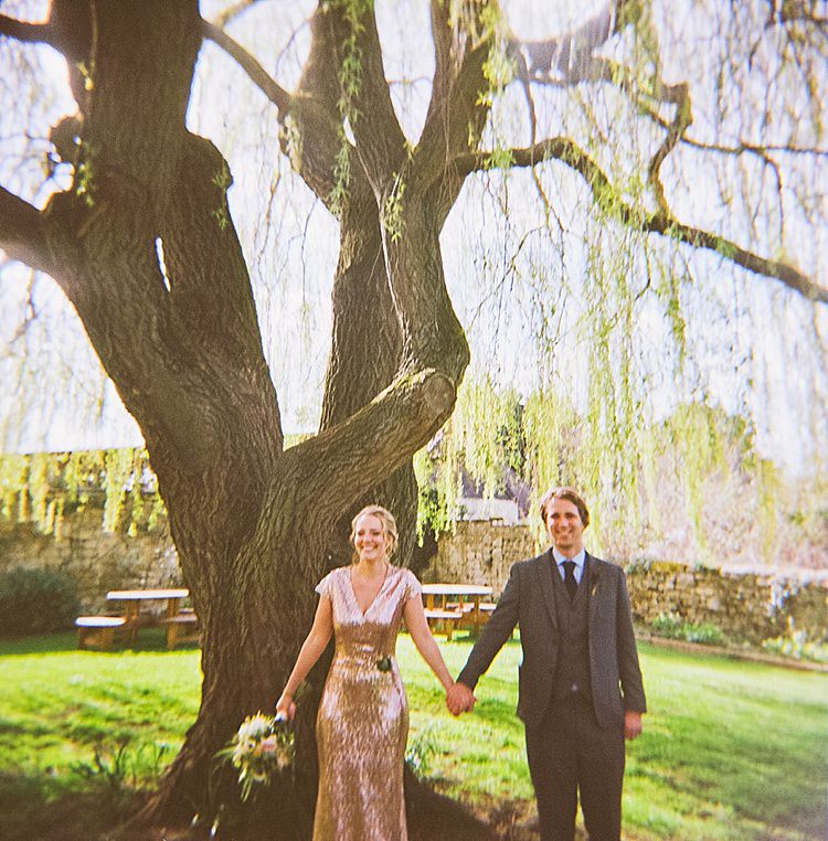 Home Made Countryside Spring Wedding Sequin Gold Dress Oxford http://www.cottoncandyweddings.co.uk/