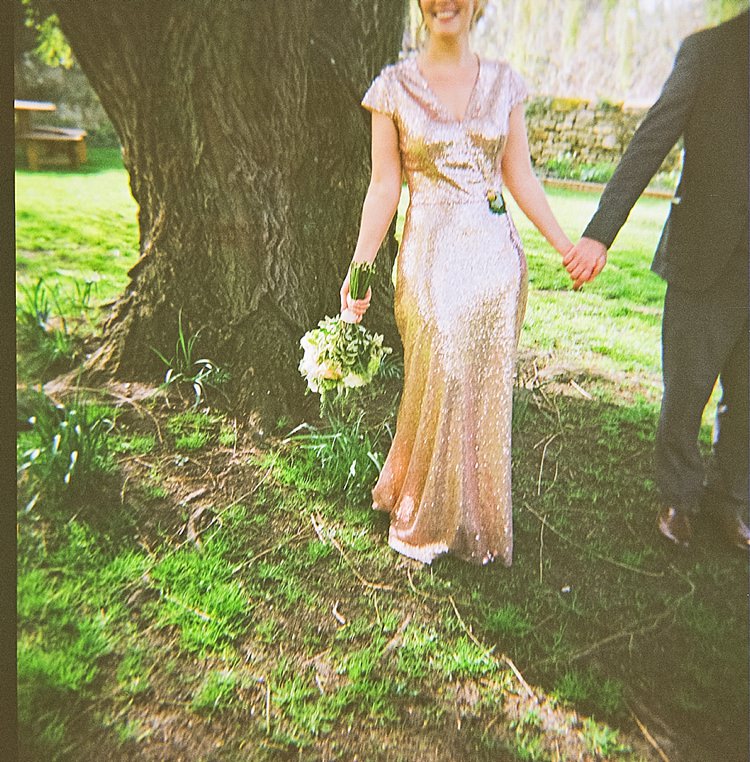 Home Made Countryside Spring Wedding Sequin Gold Dress Oxford http://www.cottoncandyweddings.co.uk/