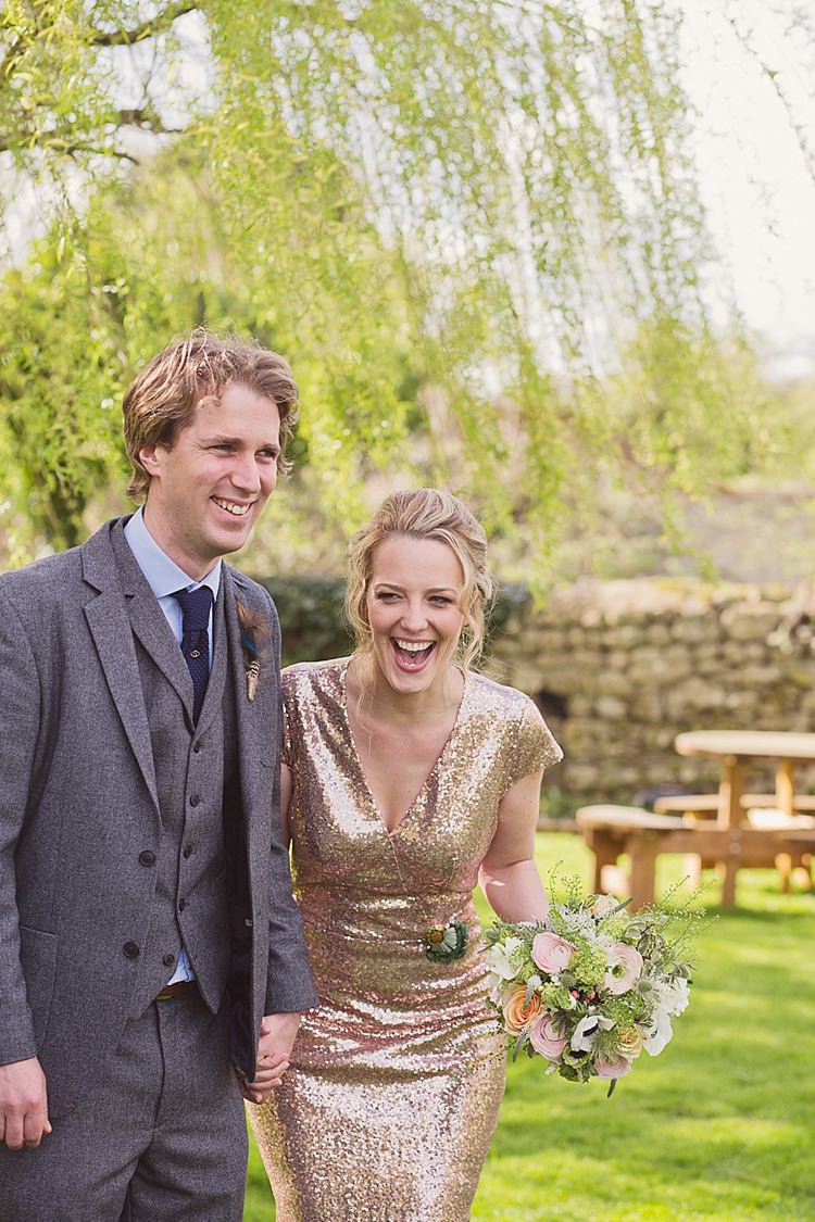 Home Made Countryside Spring Wedding Sequin Gold Dress Oxford http://www.cottoncandyweddings.co.uk/