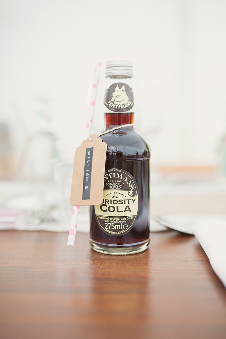 Cola Favours Bottles Drinks Home Made Countryside Spring Wedding Sequin Gold Dress Oxford http://www.cottoncandyweddings.co.uk/