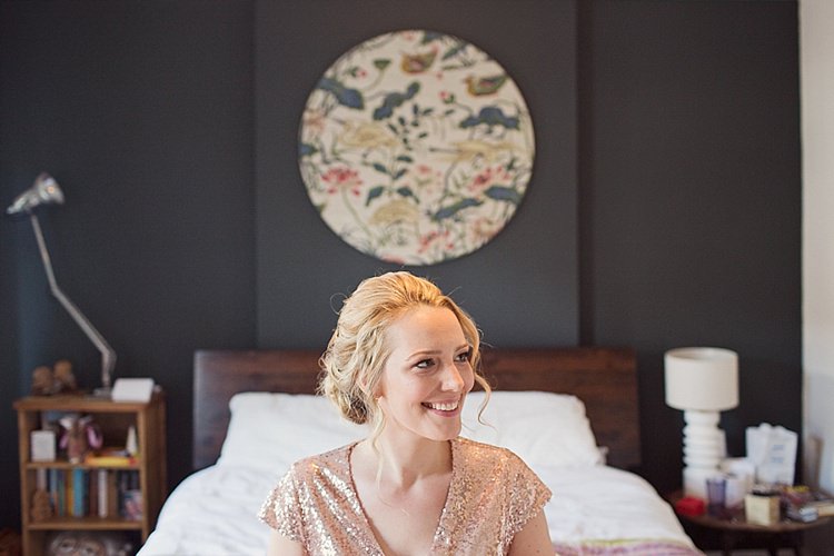 Home Made Countryside Spring Wedding Sequin Gold Dress Oxford http://www.cottoncandyweddings.co.uk/