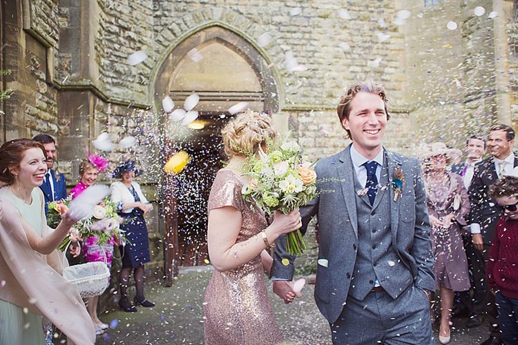 Home Made Countryside Spring Wedding Sequin Gold Dress Oxford http://www.cottoncandyweddings.co.uk/