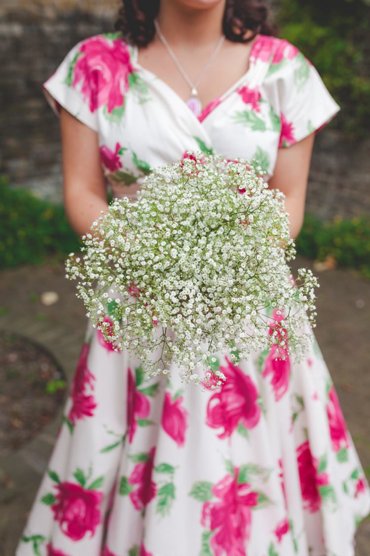 Gypsophila Baby Breath Bridesmaid Flowers Bouquet 1950s Superhero Diner Wedding http://www.cherryredphotography.co.uk/