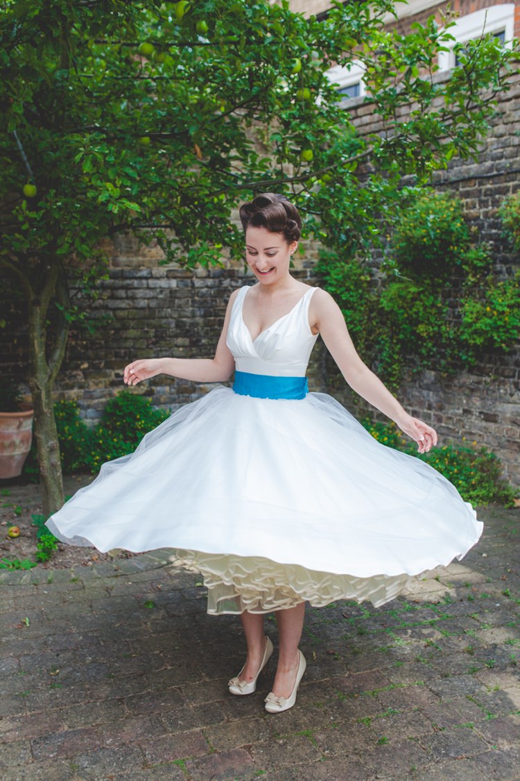 Candy Anthony Dress Bridal Short Tea Length Petticoat Sash 1950s Superhero Diner Wedding http://www.cherryredphotography.co.uk/