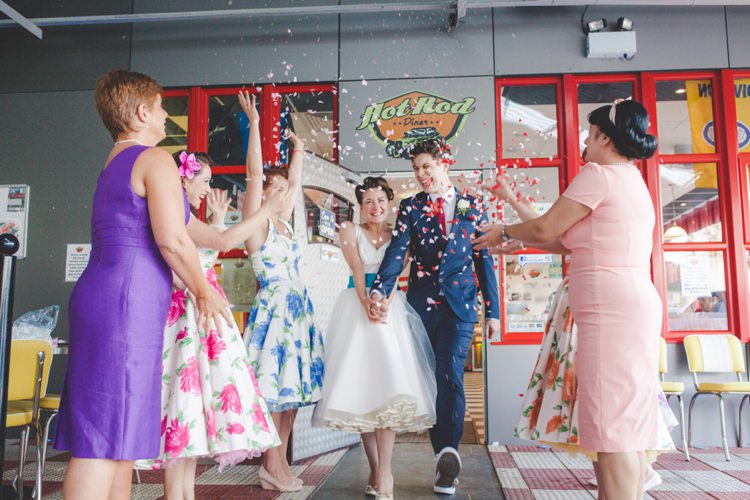 Confetti 1950s Superhero Diner Wedding http://www.cherryredphotography.co.uk/