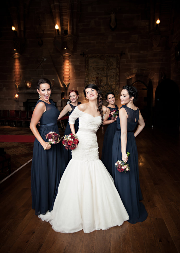 Benjamin Roberts Fishtale Dress Navy Bridesmaid Long Dramatic Rich Rustic Harry Potter Wedding http://hbaphotography.com/