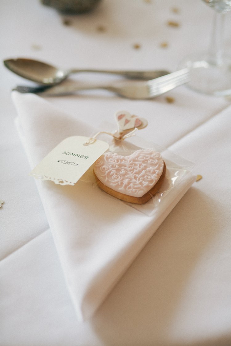 Heart Biscuit Favour Whimsical Peach Afternoon Tea Party Wedding http://clairemacintyre.com/