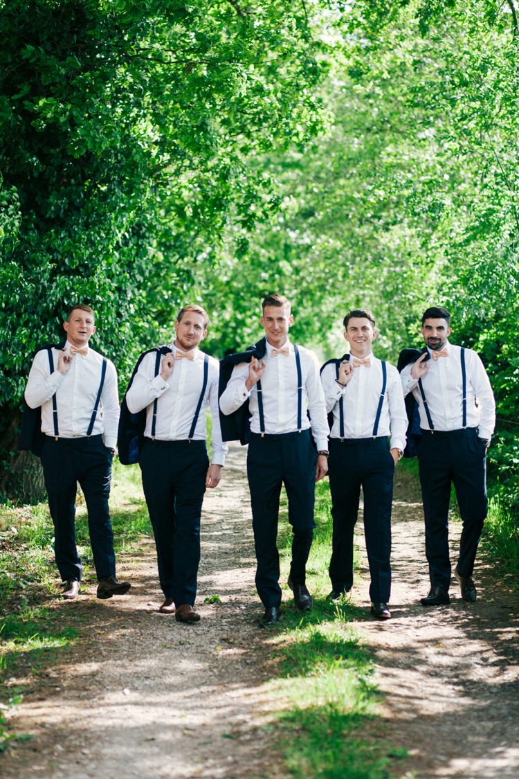 Bow Tie Braces Groomsmen Whimsical Peach Afternoon Tea Party Wedding http://clairemacintyre.com/
