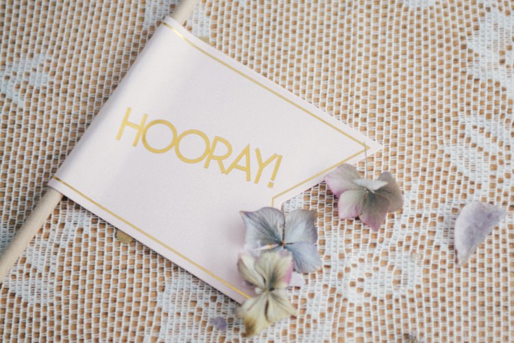 Hooray Flag Whimsical Peach Afternoon Tea Party Wedding http://clairemacintyre.com/