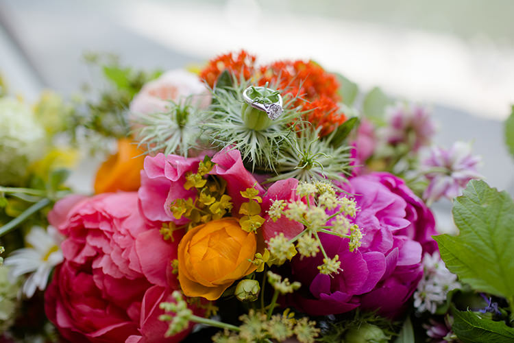 Princess Diamond Engagement Ring Vibrant Quirky Colourful Spring London Wedding http://www.ireneyapweddings.com/