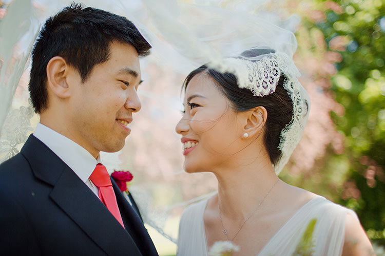 Lace Veil Vibrant Quirky Colourful Spring London Wedding http://www.ireneyapweddings.com/