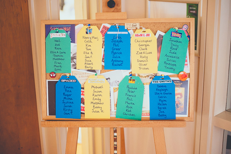 Cork Board Luggage Tag Table Seating Plan Chart Fun Enchantment Under The Sea Dance Blue London Wedding http://bigbouquet.co.uk/