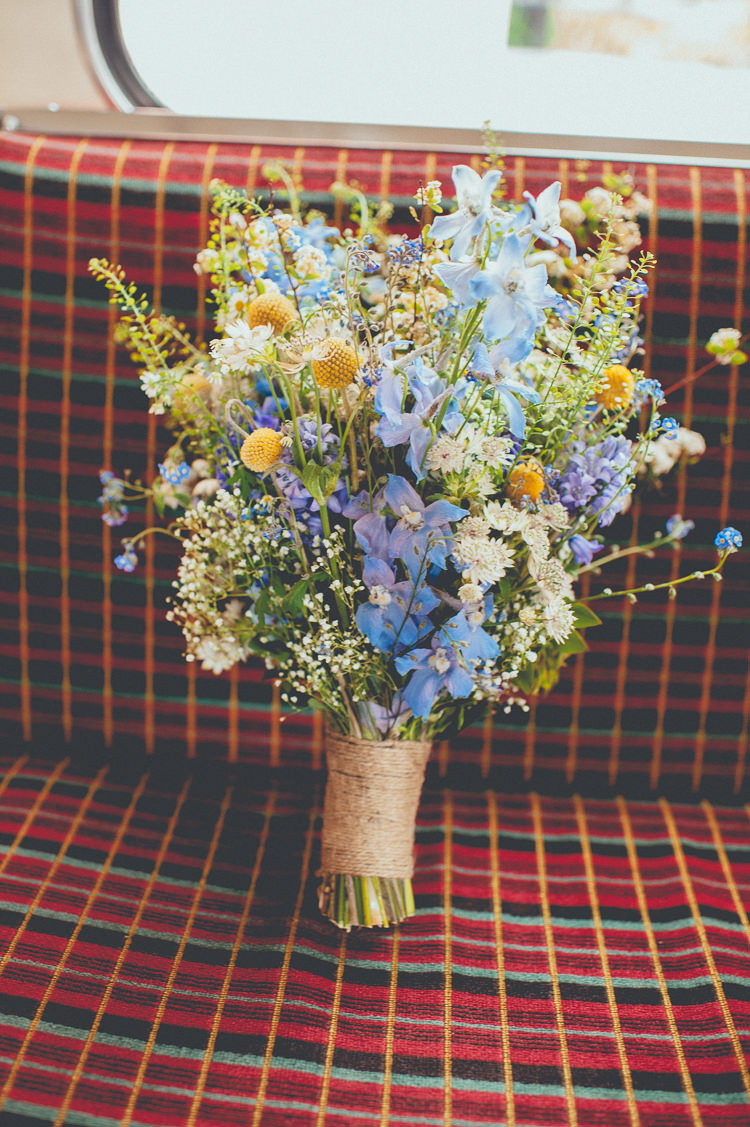 Wild Flower Blue Yellow Bouquet Bride Bridal Fun Enchantment Under The Sea Dance Blue London Wedding http://bigbouquet.co.uk/