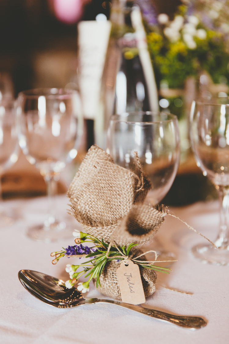 Hessian Bag Flowers Favour Relaxed Fun Rustic Countryside Barn Wedding http://www.paulunderhill.com/