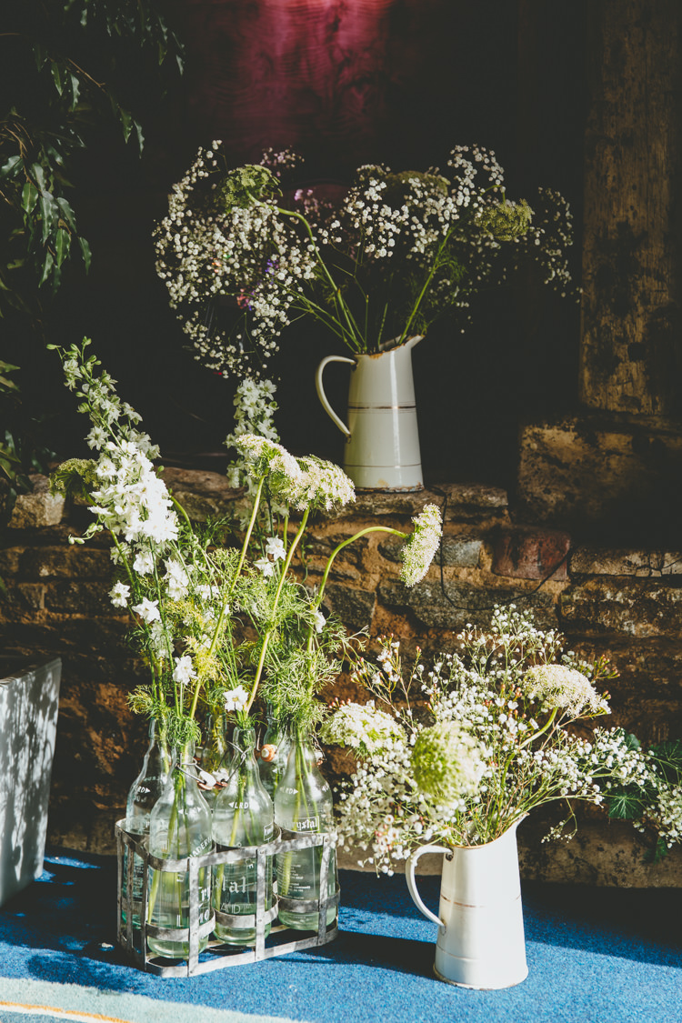 Jug Bottle Flowers Gyp Gypsophila Baby Breath Relaxed Fun Rustic Countryside Barn Wedding http://www.paulunderhill.com/