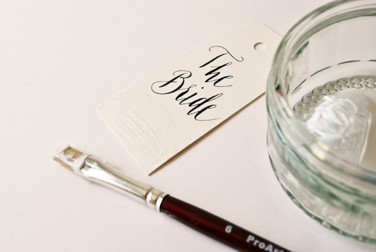 Copper Leaf Place Name Calligraphy Luggage Tag Tutorial DIY Lettering