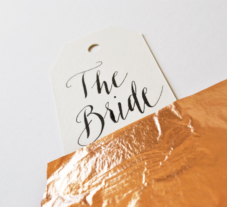 Copper Leaf Place Name Calligraphy Luggage Tag Tutorial DIY Lettering