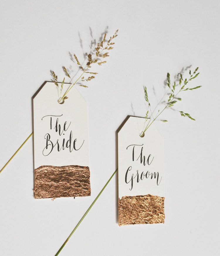 Copper Leaf Place Name Calligraphy Luggage Tag Tutorial DIY Lettering