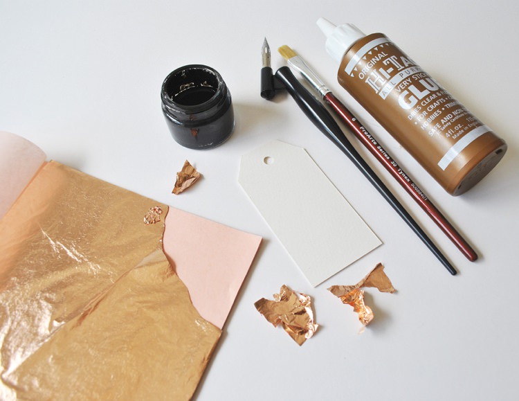 Copper Leaf Place Name Calligraphy Luggage Tag Tutorial DIY Lettering